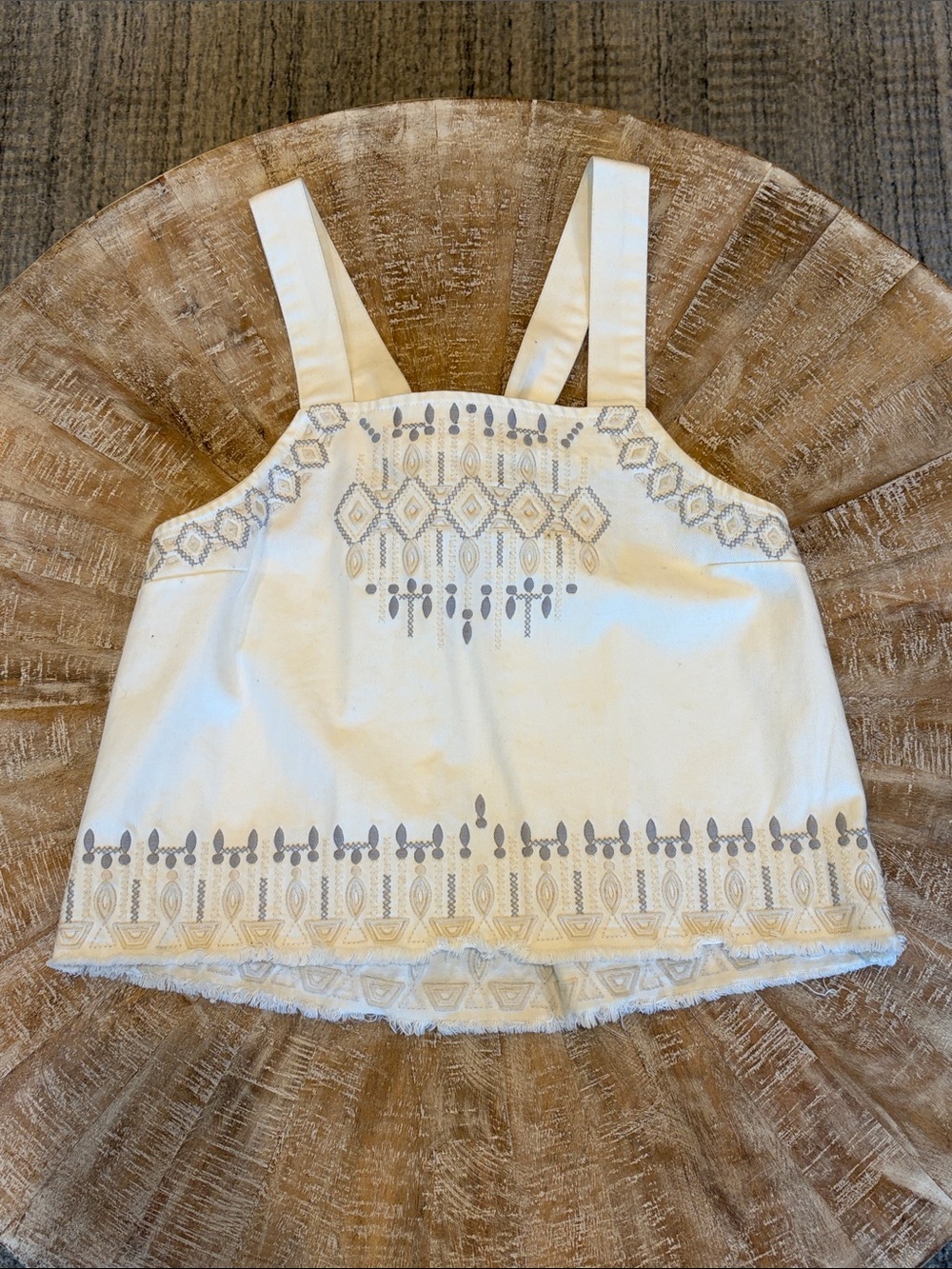 Blank NYC White Tank Top with Gray Embroidery